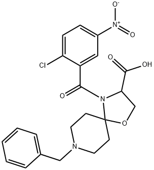 8-benzyl-4-(2-chloro-5-nitrobenzoyl)-1-oxa-4,8-diazaspiro[4.5]decane-3-carboxylic acid Struktur