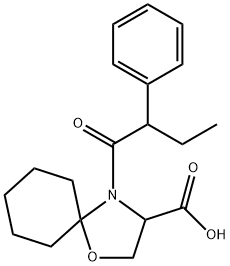 4-(2-phenylbutanoyl)-1-oxa-4-azaspiro[4.5]decane-3-carboxylic acid Struktur