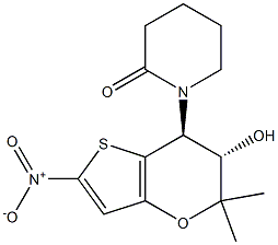 2-Piperidinone,1-[(6S,7S)-6,7-dihydro-6-hydroxy-5,5-dimethyl-2-nitro-5H-thieno[3,2-b]pyran-7-yl]- Struktur