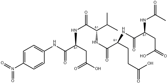 (4S)-4-[[(2S)-2-acetamido-3-carboxypropanoyl]amino]-5-[[(2S)-1-[[(2S)-3-carboxy-1-(4-nitroanilino)-1-oxopropan-2-yl]amino]-3-methyl-1-oxobutan-2-yl]amino]-5-oxopentanoic acid Struktur