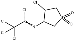 2,2,2-Trichloro-N-(4-chloro-1,1-dioxo-tetrahydro-1l6-thiophen-3-yl)-acetimidoyl chloride Struktur