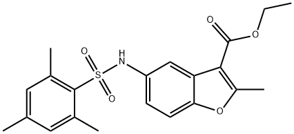 ethyl 2-methyl-5-((2,4,6-trimethylphenyl)sulfonamido)benzofuran-3-carboxylate Struktur