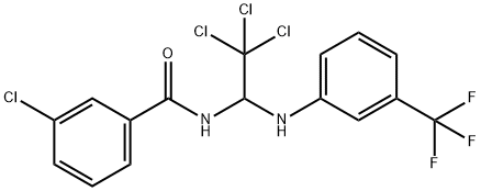 3-chloro-N-(2,2,2-trichloro-1-((3-(trifluoromethyl)phenyl)amino)ethyl)benzamide Struktur