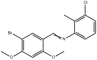 N-(5-bromo-2,4-dimethoxybenzylidene)-3-chloro-2-methylaniline Struktur