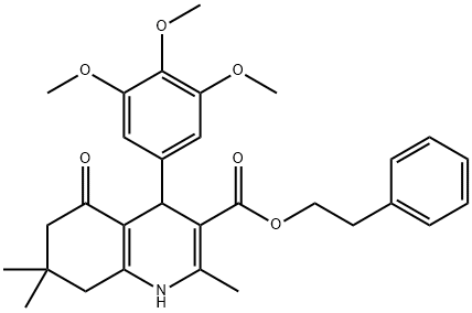 phenethyl 2,7,7-trimethyl-5-oxo-4-(3,4,5-trimethoxyphenyl)-1,4,5,6,7,8-hexahydroquinoline-3-carboxylate Struktur