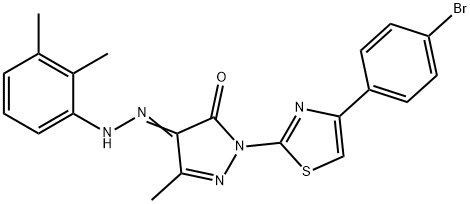 2-[4-(4-bromophenyl)-1,3-thiazol-2-yl]-4-[(2,3-dimethylphenyl)hydrazono]-5-methyl-2,4-dihydro-3H-pyrazol-3-one Struktur