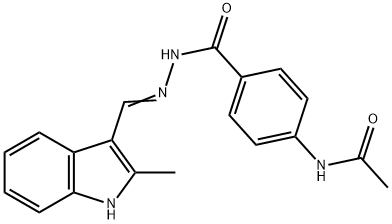 N-[4-({2-[(2-methyl-1H-indol-3-yl)methylene]hydrazino}carbonyl)phenyl]acetamide Struktur