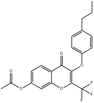 4-oxo-3-(4-propylphenoxy)-2-(trifluoromethyl)-4H-chromen-7-yl acetate Struktur