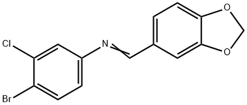 N-(1,3-benzodioxol-5-ylmethylene)-4-bromo-3-chloroaniline Struktur