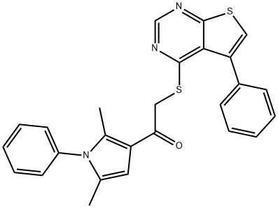 1-(2,5-dimethyl-1-phenyl-1H-pyrrol-3-yl)-2-((5-phenylthieno[2,3-d]pyrimidin-4-yl)thio)ethan-1-one Struktur