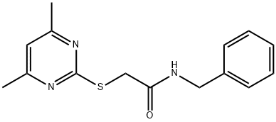 N-benzyl-2-(4,6-dimethylpyrimidin-2-yl)sulfanylacetamide Struktur