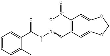 2-methyl-N'-[(6-nitro-1,3-benzodioxol-5-yl)methylene]benzohydrazide Struktur