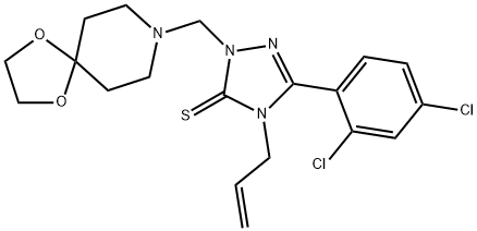 4-allyl-5-(2,4-dichlorophenyl)-2-(1,4-dioxa-8-azaspiro[4.5]dec-8-ylmethyl)-2,4-dihydro-3H-1,2,4-triazole-3-thione Struktur