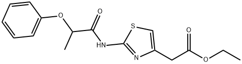 ethyl {2-[(2-phenoxypropanoyl)amino]-1,3-thiazol-4-yl}acetate Struktur