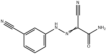 2-cyano-2-[(3-cyanophenyl)hydrazono]acetamide Struktur