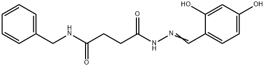 N-benzyl-4-[2-(2,4-dihydroxybenzylidene)hydrazino]-4-oxobutanamide Struktur