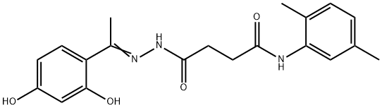 4-{2-[1-(2,4-dihydroxyphenyl)ethylidene]hydrazino}-N-(2,5-dimethylphenyl)-4-oxobutanamide Struktur