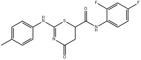 N-(2,4-difluorophenyl)-2-(4-methylanilino)-4-oxo-5,6-dihydro-1,3-thiazine-6-carboxamide Struktur