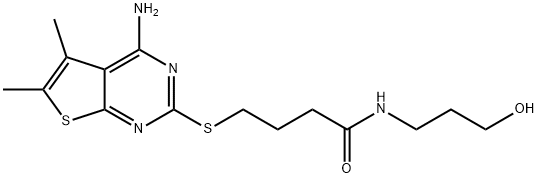 4-((4-amino-5,6-dimethylthieno[2,3-d]pyrimidin-2-yl)thio)-N-(3-hydroxypropyl)butanamide Struktur