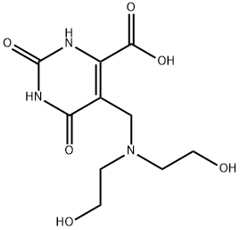 5-{[Bis-(2-hydroxy-ethyl)-amino]-methyl}-2,6-dioxo-1,2,3,6-tetrahydro-pyrimidine-4-carboxylic acid Struktur