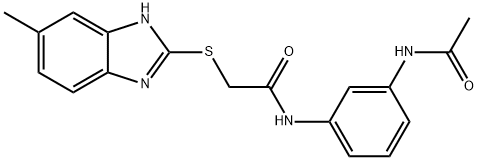 N-[3-(acetylamino)phenyl]-2-[(5-methyl-1H-benzimidazol-2-yl)sulfanyl]acetamide Struktur