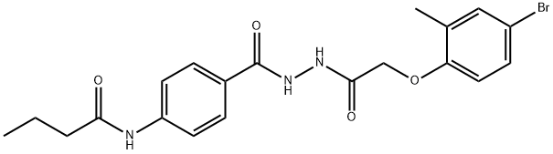 N-[4-({2-[(4-bromo-2-methylphenoxy)acetyl]hydrazino}carbonyl)phenyl]butanamide Struktur