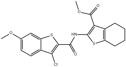 methyl 2-{[(3-chloro-6-methoxy-1-benzothien-2-yl)carbonyl]amino}-4,5,6,7-tetrahydro-1-benzothiophene-3-carboxylate Struktur