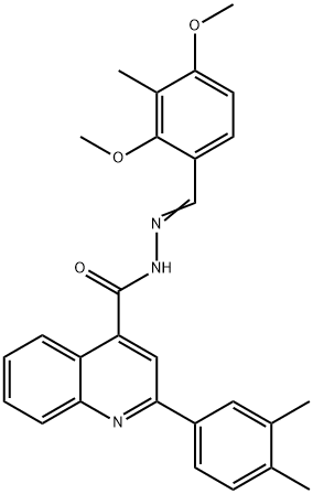 N-[(E)-(2,4-dimethoxy-3-methylphenyl)methylideneamino]-2-(3,4-dimethylphenyl)quinoline-4-carboxamide Struktur