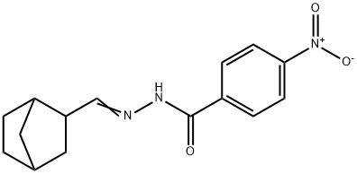 N-[(E)-3-bicyclo[2.2.1]heptanylmethylideneamino]-4-nitrobenzamide Struktur