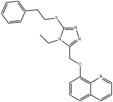 8-((4-ethyl-5-(phenethylthio)-4H-1,2,4-triazol-3-yl)methoxy)quinoline Struktur