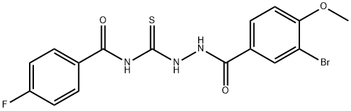 N-{[2-(3-bromo-4-methoxybenzoyl)hydrazino]carbonothioyl}-4-fluorobenzamide Struktur