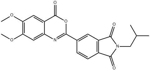 5-(6,7-dimethoxy-4-oxo-4H-3,1-benzoxazin-2-yl)-2-(2-methylpropyl)-1H-isoindole-1,3(2H)-dione Struktur