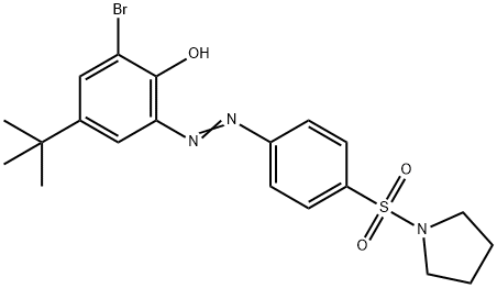 2-bromo-4-tert-butyl-6-{[4-(1-pyrrolidinylsulfonyl)phenyl]diazenyl}phenol Struktur