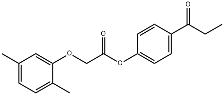 4-propionylphenyl (2,5-dimethylphenoxy)acetate Struktur