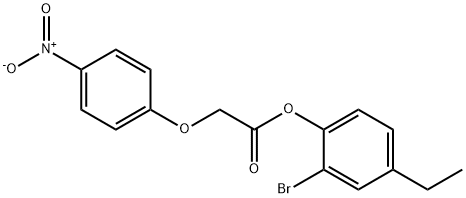 2-bromo-4-ethylphenyl (4-nitrophenoxy)acetate Struktur