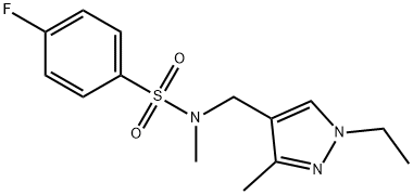 N-[(1-ethyl-3-methylpyrazol-4-yl)methyl]-4-fluoro-N-methylbenzenesulfonamide Struktur