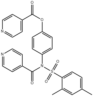 4-(N-((2,4-dimethylphenyl)sulfonyl)isonicotinamido)phenyl isonicotinate Struktur