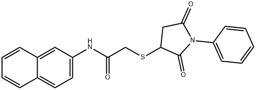 2-[(2,5-dioxo-1-phenylpyrrolidin-3-yl)sulfanyl]-N-(naphthalen-2-yl)acetamide Struktur