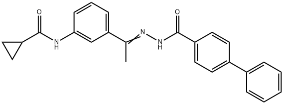 N-[(Z)-1-[3-(cyclopropanecarbonylamino)phenyl]ethylideneamino]-4-phenylbenzamide Struktur