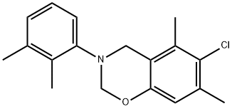 6-chloro-3-(2,3-dimethylphenyl)-5,7-dimethyl-3,4-dihydro-2H-1,3-benzoxazine Struktur