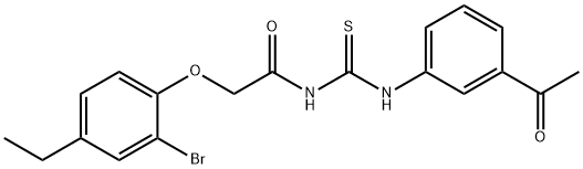 N-{[(3-acetylphenyl)amino]carbonothioyl}-2-(2-bromo-4-ethylphenoxy)acetamide Struktur