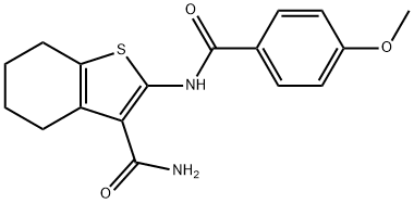 2-(4-methoxybenzamido)-4,5,6,7-tetrahydrobenzo[b]thiophene-3-carboxamide Struktur