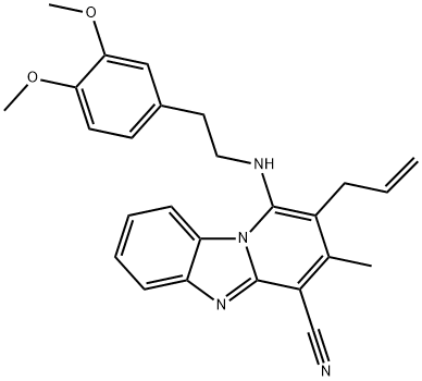 2-allyl-1-((3,4-dimethoxyphenethyl)amino)-3-methylbenzo[4,5]imidazo[1,2-a]pyridine-4-carbonitrile Struktur