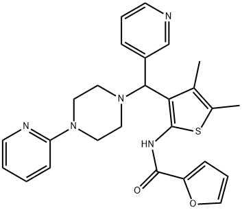 N-(4,5-dimethyl-3-((4-(pyridin-2-yl)piperazin-1-yl)(pyridin-3-yl)methyl)thiophen-2-yl)furan-2-carboxamide Struktur