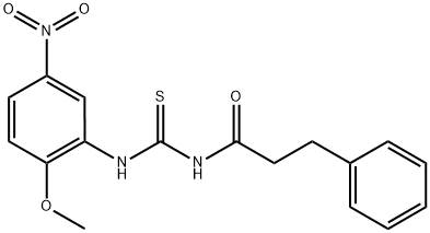 N-{[(2-methoxy-5-nitrophenyl)amino]carbonothioyl}-3-phenylpropanamide Struktur