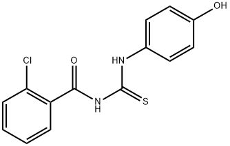 2-chloro-N-{[(4-hydroxyphenyl)amino]carbonothioyl}benzamide Struktur