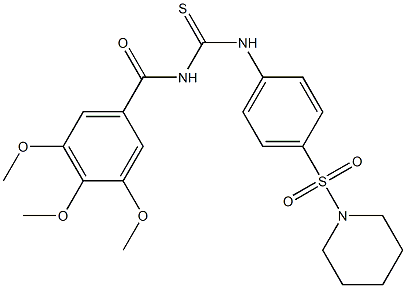 3,4,5-trimethoxy-N-({[4-(1-piperidinylsulfonyl)phenyl]amino}carbonothioyl)benzamide Struktur