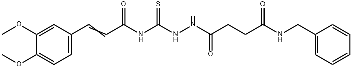 N-({2-[4-(benzylamino)-4-oxobutanoyl]hydrazino}carbonothioyl)-3-(3,4-dimethoxyphenyl)acrylamide Struktur