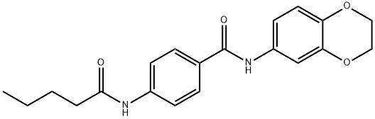 N-(2,3-dihydro-1,4-benzodioxin-6-yl)-4-(pentanoylamino)benzamide Struktur