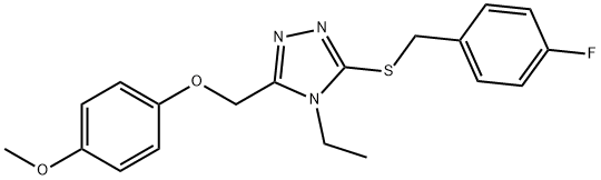 4-ethyl-3-[(4-fluorobenzyl)sulfanyl]-5-[(4-methoxyphenoxy)methyl]-4H-1,2,4-triazole Struktur